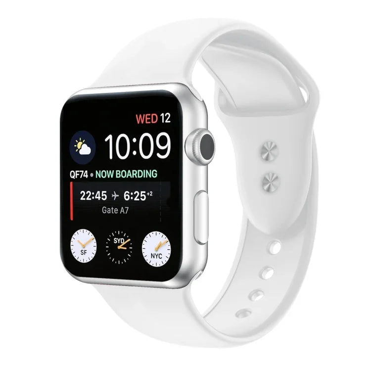 Double Nail Silicone Replacement Strap Watchband For Apple Watch Series, 7 45mm / 6 & SE & 5 & 4 44mm / 3 & 2 & 1 42mm, 7 41mm / 6 & SE & 5 & 4 40mm / 3 & 2 & 1 38mm