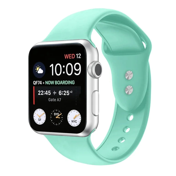 Double Nail Silicone Replacement Strap Watchband For Apple Watch Series, 7 45mm / 6 & SE & 5 & 4 44mm / 3 & 2 & 1 42mm, 7 41mm / 6 & SE & 5 & 4 40mm / 3 & 2 & 1 38mm