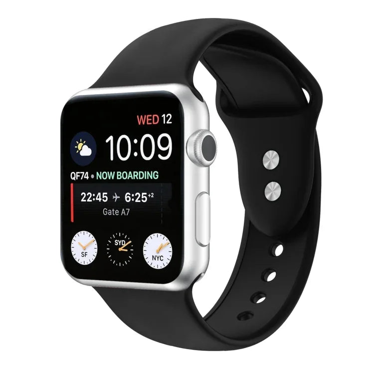Double Nail Silicone Replacement Strap Watchband For Apple Watch Series, 7 45mm / 6 & SE & 5 & 4 44mm / 3 & 2 & 1 42mm, 7 41mm / 6 & SE & 5 & 4 40mm / 3 & 2 & 1 38mm