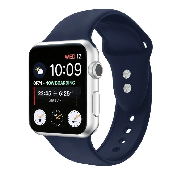 Double Nail Silicone Replacement Strap Watchband For Apple Watch Series, 7 45mm / 6 & SE & 5 & 4 44mm / 3 & 2 & 1 42mm, 7 41mm / 6 & SE & 5 & 4 40mm / 3 & 2 & 1 38mm