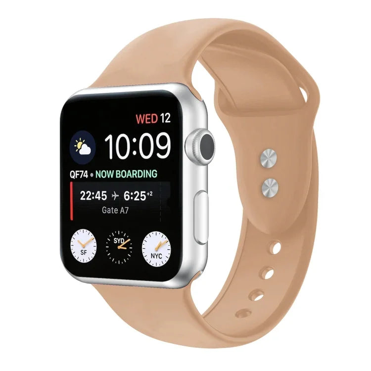 Double Nail Silicone Replacement Strap Watchband For Apple Watch Series, 7 45mm / 6 & SE & 5 & 4 44mm / 3 & 2 & 1 42mm, 7 41mm / 6 & SE & 5 & 4 40mm / 3 & 2 & 1 38mm