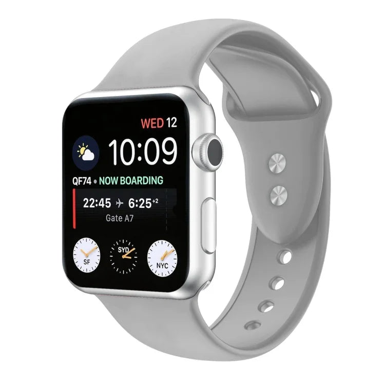 Double Nail Silicone Replacement Strap Watchband For Apple Watch Series, 7 45mm / 6 & SE & 5 & 4 44mm / 3 & 2 & 1 42mm, 7 41mm / 6 & SE & 5 & 4 40mm / 3 & 2 & 1 38mm