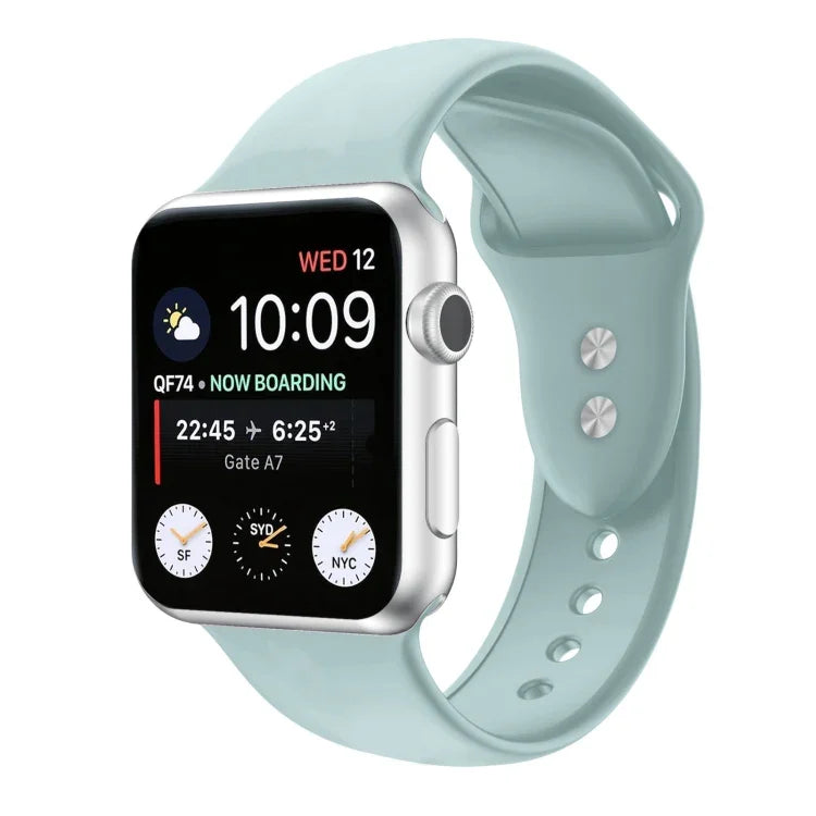 Double Nail Silicone Replacement Strap Watchband For Apple Watch Series, 7 45mm / 6 & SE & 5 & 4 44mm / 3 & 2 & 1 42mm, 7 41mm / 6 & SE & 5 & 4 40mm / 3 & 2 & 1 38mm