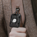 Étui de protection antichoc en fibre de carbone TPU avec boucle de porte-clés, pour AirTag