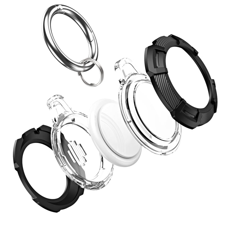 Étui de protection antichoc en fibre de carbone 2-en-1 robuste et anti-rayures avec anneau porte-clés, pour AirTag
