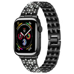 Bracelet de rechange en acier avec diamant à cinq perles pour Apple Watch Series, 7 41mm / 6 & SE & 5 & 4 40mm / 3 & 2 & 1 38mm, 7 45mm / 6 & SE & 5 & 4 44mm / 3 & 2 & 1 42mm