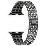 Bracelet de rechange en acier avec diamant à cinq perles pour Apple Watch Series, 7 41mm / 6 & SE & 5 & 4 40mm / 3 & 2 & 1 38mm, 7 45mm / 6 & SE & 5 & 4 44mm / 3 & 2 & 1 42mm