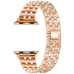 Bracelet de rechange en acier avec diamant à cinq perles pour Apple Watch Series, 7 41mm / 6 & SE & 5 & 4 40mm / 3 & 2 & 1 38mm, 7 45mm / 6 & SE & 5 & 4 44mm / 3 & 2 & 1 42mm