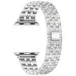 Bracelet de rechange en acier avec diamant à cinq perles pour Apple Watch Series, 7 41mm / 6 & SE & 5 & 4 40mm / 3 & 2 & 1 38mm, 7 45mm / 6 & SE & 5 & 4 44mm / 3 & 2 & 1 42mm