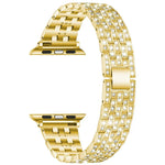 Bracelet de rechange en acier avec diamant à cinq perles pour Apple Watch Series, 7 41mm / 6 & SE & 5 & 4 40mm / 3 & 2 & 1 38mm, 7 45mm / 6 & SE & 5 & 4 44mm / 3 & 2 & 1 42mm