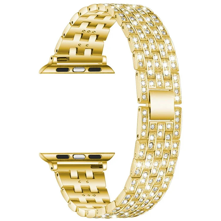 Bracelet de rechange en acier avec diamant à cinq perles pour Apple Watch Series, 7 41mm / 6 & SE & 5 & 4 40mm / 3 & 2 & 1 38mm, 7 45mm / 6 & SE & 5 & 4 44mm / 3 & 2 & 1 42mm