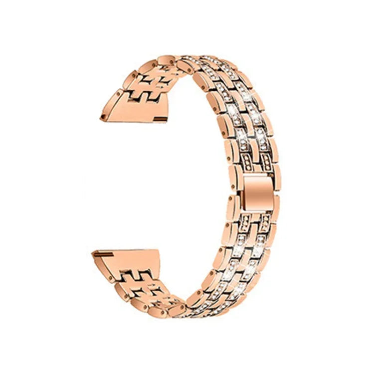 Pour bracelet de montre de rechange en acier à double rangée de diamants pour Samsung Smart Watch, 22 mm
