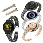 Pour bracelet de montre de rechange en acier à double rangée de diamants pour Samsung Smart Watch, 22 mm