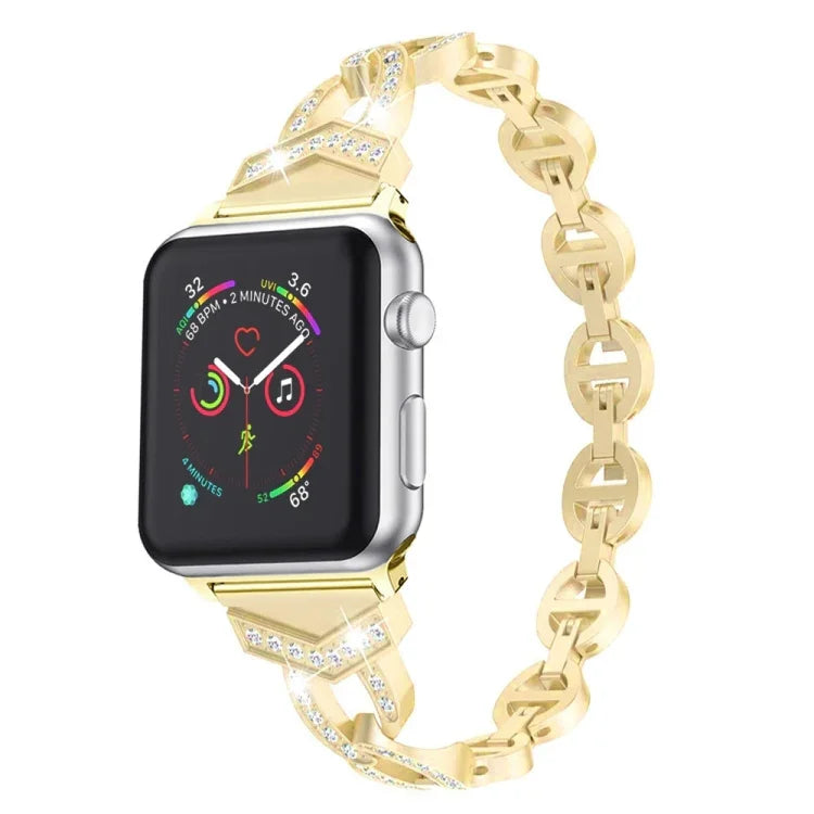 Bracelet de remplacement en acier inoxydable avec diamant pour Apple Watch Series, 7 41mm / 6 & SE & 5 & 4 40mm / 3 & 2 & 1 38mm, 7 45mm / 6 & SE & 5 & 4 44mm / 3 & 2 & 1 42mm