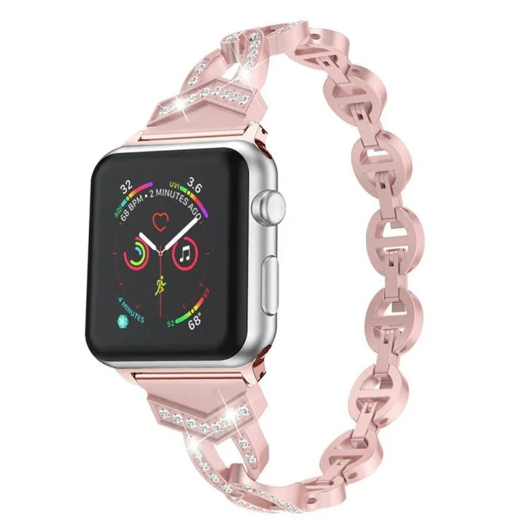 Bracelet de remplacement en acier inoxydable avec diamant pour Apple Watch Series, 7 41mm / 6 & SE & 5 & 4 40mm / 3 & 2 & 1 38mm, 7 45mm / 6 & SE & 5 & 4 44mm / 3 & 2 & 1 42mm