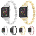 Bracelet de remplacement en acier inoxydable avec diamant pour Apple Watch Series, 7 41mm / 6 & SE & 5 & 4 40mm / 3 & 2 & 1 38mm, 7 45mm / 6 & SE & 5 & 4 44mm / 3 & 2 & 1 42mm