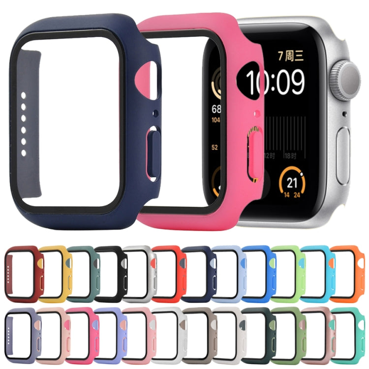 Étui de protection antichoc en PC et verre trempé avec carton d'emballage pour Apple Watch 44 mm (Orange), pour Apple Watch Series 6 / 5 / 4 / Watch SE 44 mm, pour Apple Watch Series 6 & SE & 5 & 4 44 mm, pour Apple Watch Series 3 & 2 & 1 42 mm