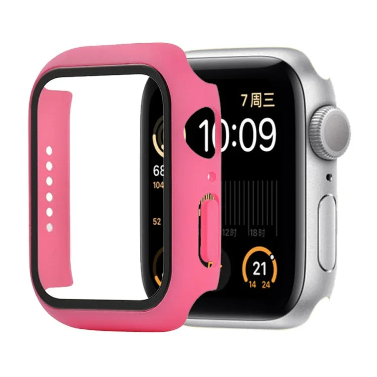 Étui de protection antichoc en PC et verre trempé avec carton d'emballage pour Apple Watch 44mm (Orange), pour Apple Watch Series 6 / 5 / 4 / Watch SE 40mm, pour Apple Watch Series 3 & 2 & 1 38mm
