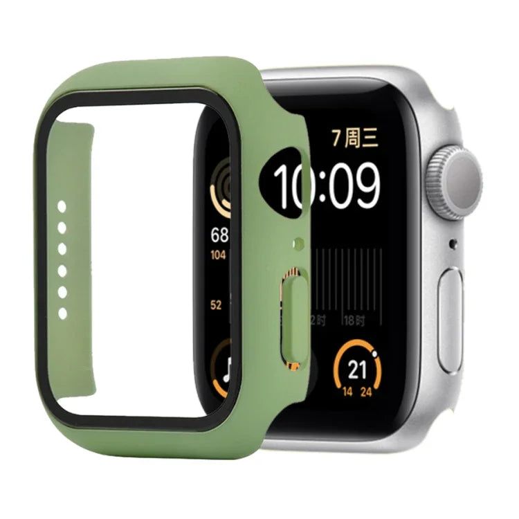 Étui de protection antichoc en PC et verre trempé avec carton d'emballage pour Apple Watch 44mm (Orange), pour Apple Watch Series 6 / 5 / 4 / Watch SE 40mm, pour Apple Watch Series 3 & 2 & 1 38mm