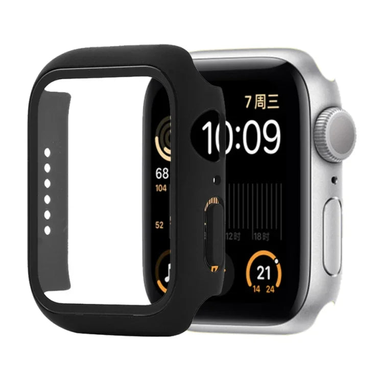 Étui de protection antichoc en PC et verre trempé avec carton d'emballage pour Apple Watch 44mm (Orange), pour Apple Watch Series 6 / 5 / 4 / Watch SE 40mm, pour Apple Watch Series 3 & 2 & 1 38mm