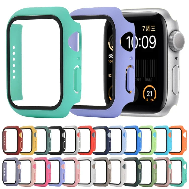 Étui de protection antichoc en PC et verre trempé avec carton d'emballage pour Apple Watch 44mm (Orange), pour Apple Watch Series 6 / 5 / 4 / Watch SE 40mm, pour Apple Watch Series 3 & 2 & 1 38mm
