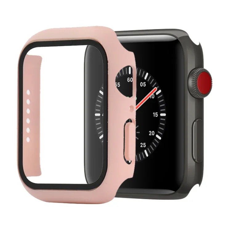 Étui de protection antichoc en PC et verre trempé avec carton d'emballage pour Apple Watch 44mm (Orange), pour Apple Watch Series 6 / 5 / 4 / Watch SE 40mm, pour Apple Watch Series 3 & 2 & 1 38mm