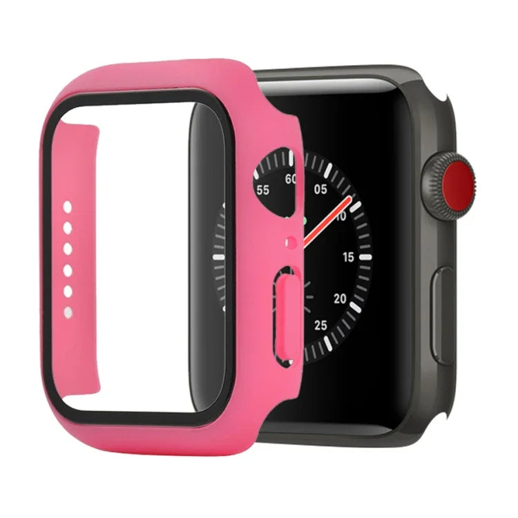 Étui de protection antichoc en PC et verre trempé avec carton d'emballage pour Apple Watch 44mm (Orange), pour Apple Watch Series 6 / 5 / 4 / Watch SE 40mm, pour Apple Watch Series 3 & 2 & 1 38mm