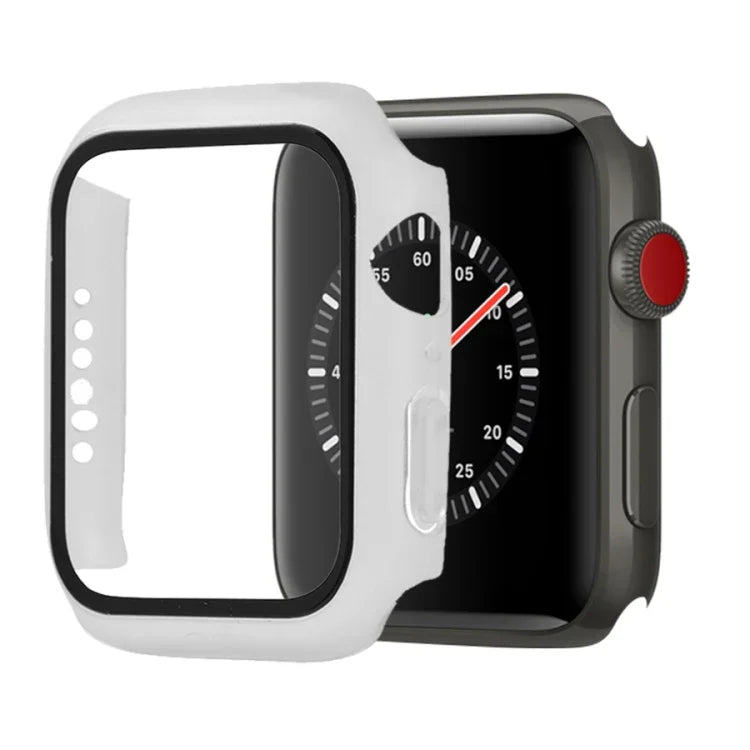 Étui de protection antichoc en PC et verre trempé avec carton d'emballage pour Apple Watch 44mm (Orange), pour Apple Watch Series 6 / 5 / 4 / Watch SE 40mm, pour Apple Watch Series 3 & 2 & 1 38mm