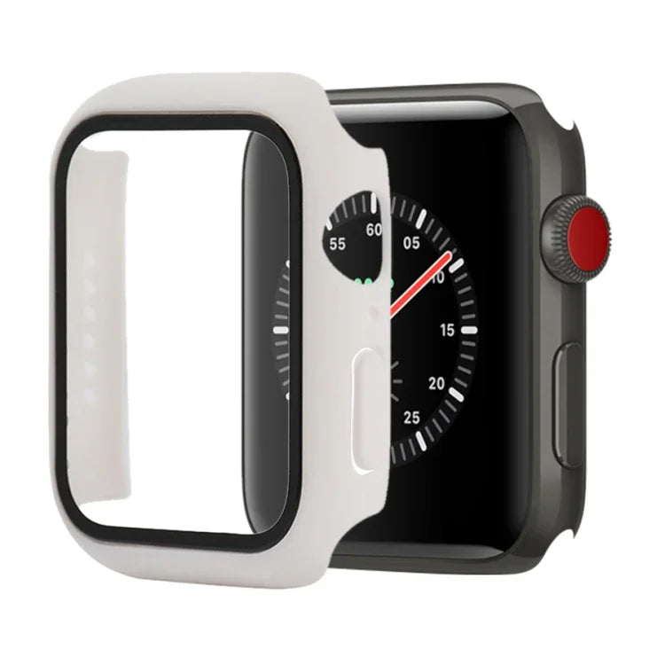 Étui de protection antichoc en PC et verre trempé avec carton d'emballage pour Apple Watch 44mm (Orange), pour Apple Watch Series 6 / 5 / 4 / Watch SE 40mm, pour Apple Watch Series 3 & 2 & 1 38mm
