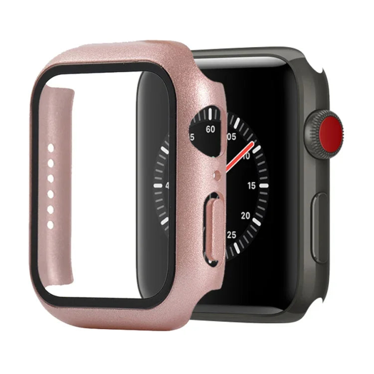 Étui de protection antichoc en PC et verre trempé avec carton d'emballage pour Apple Watch 44mm (Orange), pour Apple Watch Series 6 / 5 / 4 / Watch SE 40mm, pour Apple Watch Series 3 & 2 & 1 38mm