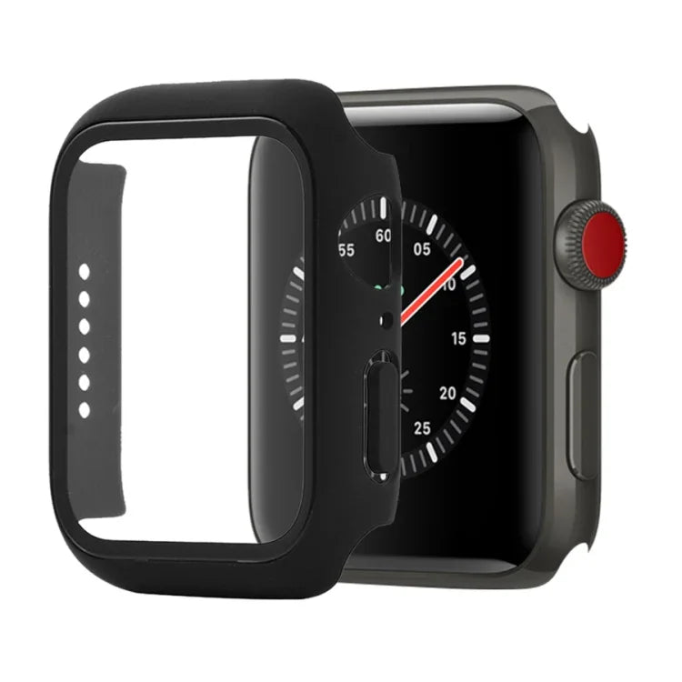 Étui de protection antichoc en PC et verre trempé avec carton d'emballage pour Apple Watch 44mm (Orange), pour Apple Watch Series 6 / 5 / 4 / Watch SE 40mm, pour Apple Watch Series 3 & 2 & 1 38mm