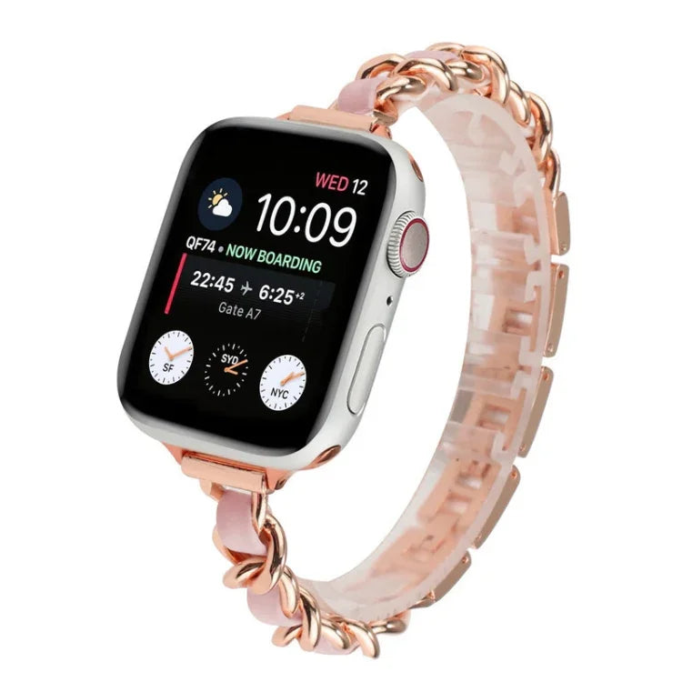 Bracelet de montre de rechange en métal à une rangée pour Apple Watch Series, 7 41mm / 6 & SE & 5 & 4 40mm / 3 & 2 & 1 38mm, 7 45mm / 6 & SE & 5 & 4 44mm / 3 & 2 & 1 42mm