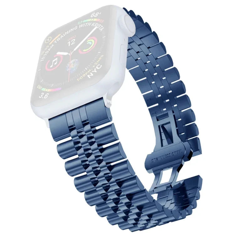 Bracelet de montre de remplacement en acier inoxydable à cinq perles pour femmes Largeur: 20 mm Pour Apple Watch Series, 7 45 mm / 6 & SE & 5 & 4 44 mm / 3 & 2 & 1 42 mm, 7 41 mm / 6 & SE & 5 & 4 40 mm / 3 & 2 & 1 38 mm