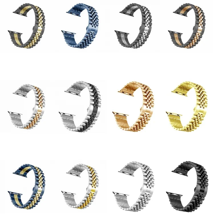 Bracelet de montre de remplacement en acier inoxydable à cinq perles pour femmes Largeur: 20 mm Pour Apple Watch Series, 7 45 mm / 6 & SE & 5 & 4 44 mm / 3 & 2 & 1 42 mm, 7 41 mm / 6 & SE & 5 & 4 40 mm / 3 & 2 & 1 38 mm
