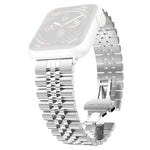 Bracelet de montre de remplacement en acier inoxydable à cinq perles pour femmes Largeur: 20 mm Pour Apple Watch Series, 7 45 mm / 6 & SE & 5 & 4 44 mm / 3 & 2 & 1 42 mm, 7 41 mm / 6 & SE & 5 & 4 40 mm / 3 & 2 & 1 38 mm
