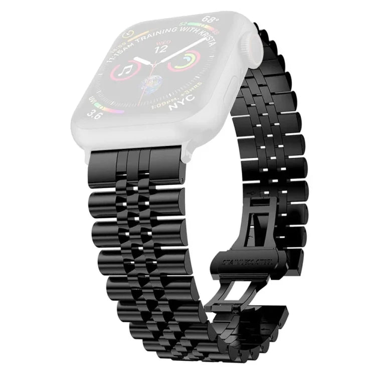 Bracelet de montre de remplacement en acier inoxydable à cinq perles pour femmes Largeur: 20 mm Pour Apple Watch Series, 7 45 mm / 6 & SE & 5 & 4 44 mm / 3 & 2 & 1 42 mm, 7 41 mm / 6 & SE & 5 & 4 40 mm / 3 & 2 & 1 38 mm