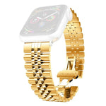 Bracelet de montre de remplacement en acier inoxydable à cinq perles pour femmes Largeur: 20 mm Pour Apple Watch Series, 7 45 mm / 6 & SE & 5 & 4 44 mm / 3 & 2 & 1 42 mm, 7 41 mm / 6 & SE & 5 & 4 40 mm / 3 & 2 & 1 38 mm