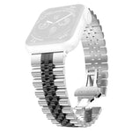 Bracelet de montre de remplacement en acier inoxydable à cinq perles pour femmes Largeur: 20 mm Pour Apple Watch Series, 7 45 mm / 6 & SE & 5 & 4 44 mm / 3 & 2 & 1 42 mm, 7 41 mm / 6 & SE & 5 & 4 40 mm / 3 & 2 & 1 38 mm