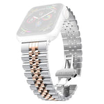 Bracelet de montre de remplacement en acier inoxydable à cinq perles pour femmes Largeur: 20 mm Pour Apple Watch Series, 7 45 mm / 6 & SE & 5 & 4 44 mm / 3 & 2 & 1 42 mm, 7 41 mm / 6 & SE & 5 & 4 40 mm / 3 & 2 & 1 38 mm