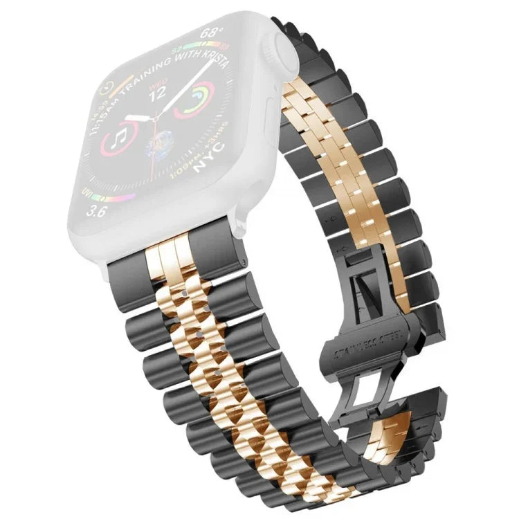 Bracelet de montre de remplacement en acier inoxydable à cinq perles pour femmes Largeur: 20 mm Pour Apple Watch Series, 7 45 mm / 6 & SE & 5 & 4 44 mm / 3 & 2 & 1 42 mm, 7 41 mm / 6 & SE & 5 & 4 40 mm / 3 & 2 & 1 38 mm