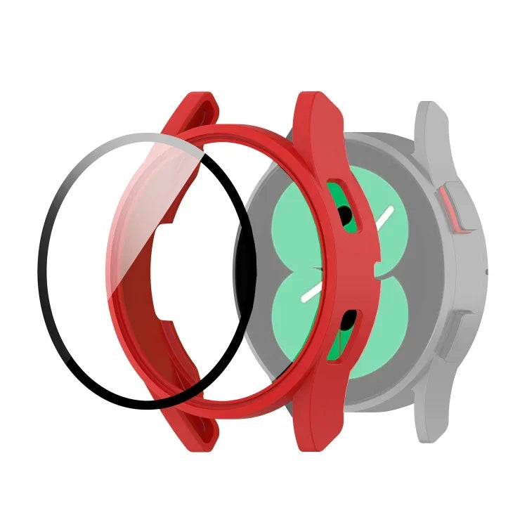 Étui de protection en polycarbonate avec film en verre trempé, pour Samsung Galaxy Watch4 40 mm et 44 mm