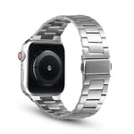 Bracelet de montre de remplacement en métal ultra-fin à trois perles pour Apple Watch Series, 7 41 mm / 6 & SE & 5 & 4 40 mm / 3 & 2 & 1 38 mm, 7 45 mm / 6 & SE & 5 & 4 44 mm / 3 & 2 & 1 42 mm