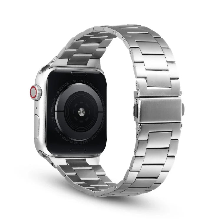 Bracelet de montre de remplacement en métal ultra-fin à trois perles pour Apple Watch Series, 7 41 mm / 6 & SE & 5 & 4 40 mm / 3 & 2 & 1 38 mm, 7 45 mm / 6 & SE & 5 & 4 44 mm / 3 & 2 & 1 42 mm