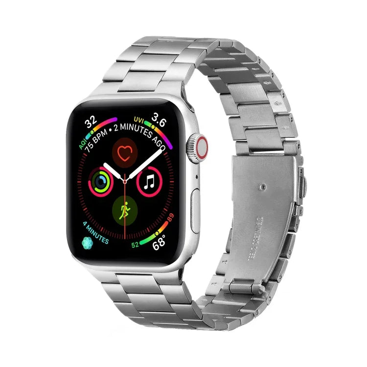 Bracelet de montre de remplacement en métal ultra-fin à trois perles pour Apple Watch Series, 7 41 mm / 6 & SE & 5 & 4 40 mm / 3 & 2 & 1 38 mm, 7 45 mm / 6 & SE & 5 & 4 44 mm / 3 & 2 & 1 42 mm