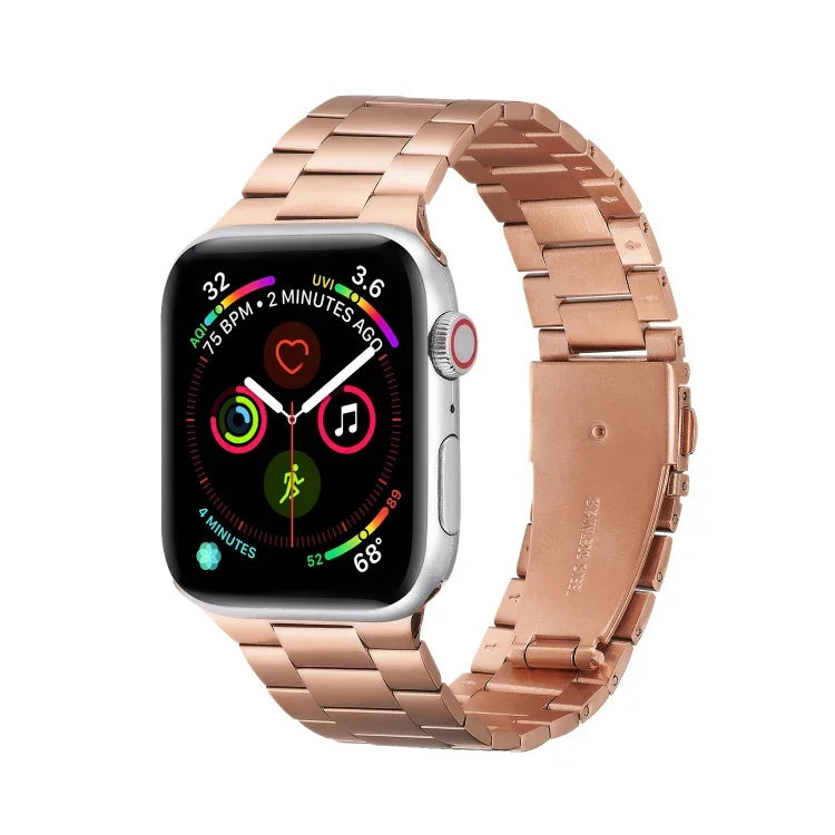 Bracelet de montre de remplacement en métal ultra-fin à trois perles pour Apple Watch Series, 7 41 mm / 6 & SE & 5 & 4 40 mm / 3 & 2 & 1 38 mm, 7 45 mm / 6 & SE & 5 & 4 44 mm / 3 & 2 & 1 42 mm