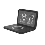 SY-118 Chargeur sans fil 15 W avec horloge de bureau calendrier perpétuel et surface miroir pliable, avec réveil et fonction de réglage de la luminosité à trois niveaux, SY-118 Noir, SY-118 Blanc