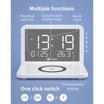 SY-118 Chargeur sans fil 15 W avec horloge de bureau calendrier perpétuel et surface miroir pliable, avec réveil et fonction de réglage de la luminosité à trois niveaux, SY-118 Noir, SY-118 Blanc