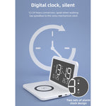 SY-118 Chargeur sans fil 15 W avec horloge de bureau calendrier perpétuel et surface miroir pliable, avec réveil et fonction de réglage de la luminosité à trois niveaux, SY-118 Noir, SY-118 Blanc