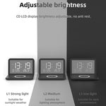 SY-118 Chargeur sans fil 15 W avec horloge de bureau calendrier perpétuel et surface miroir pliable, avec réveil et fonction de réglage de la luminosité à trois niveaux, SY-118 Noir, SY-118 Blanc