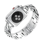 Single Row Denim Diamond Alloy Watchband, For Apple Watch Series 8&7 41mm / SE 2&6&SE&5&4 40mm / 3&2&1 38mm, For Apple Watch Series 8&7 45mm / SE 2&6&SE&5&4 44mm / 3&2&1 42mm